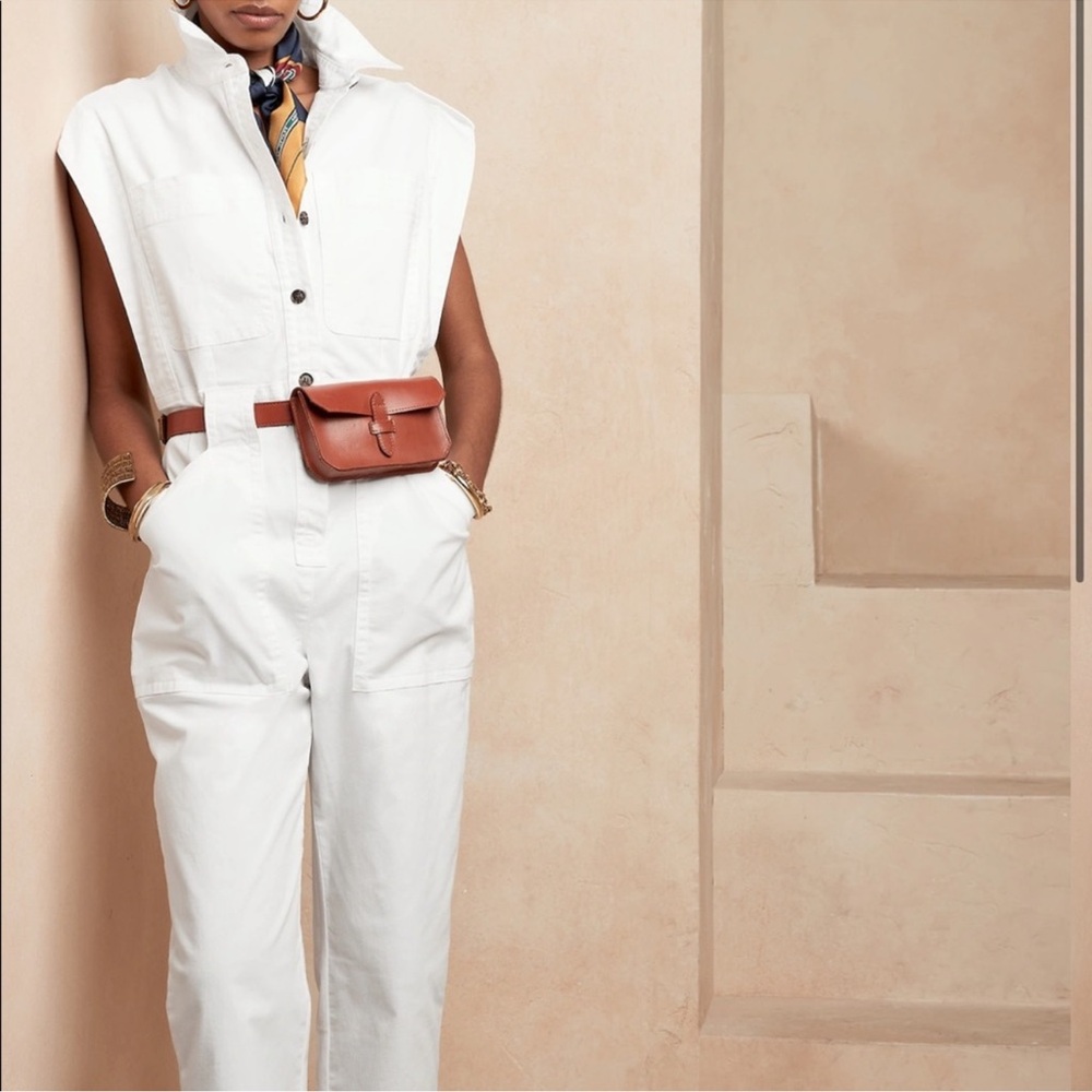 Banana Republic White Tailored Jumpsuit with Wide-Leg Silhouette